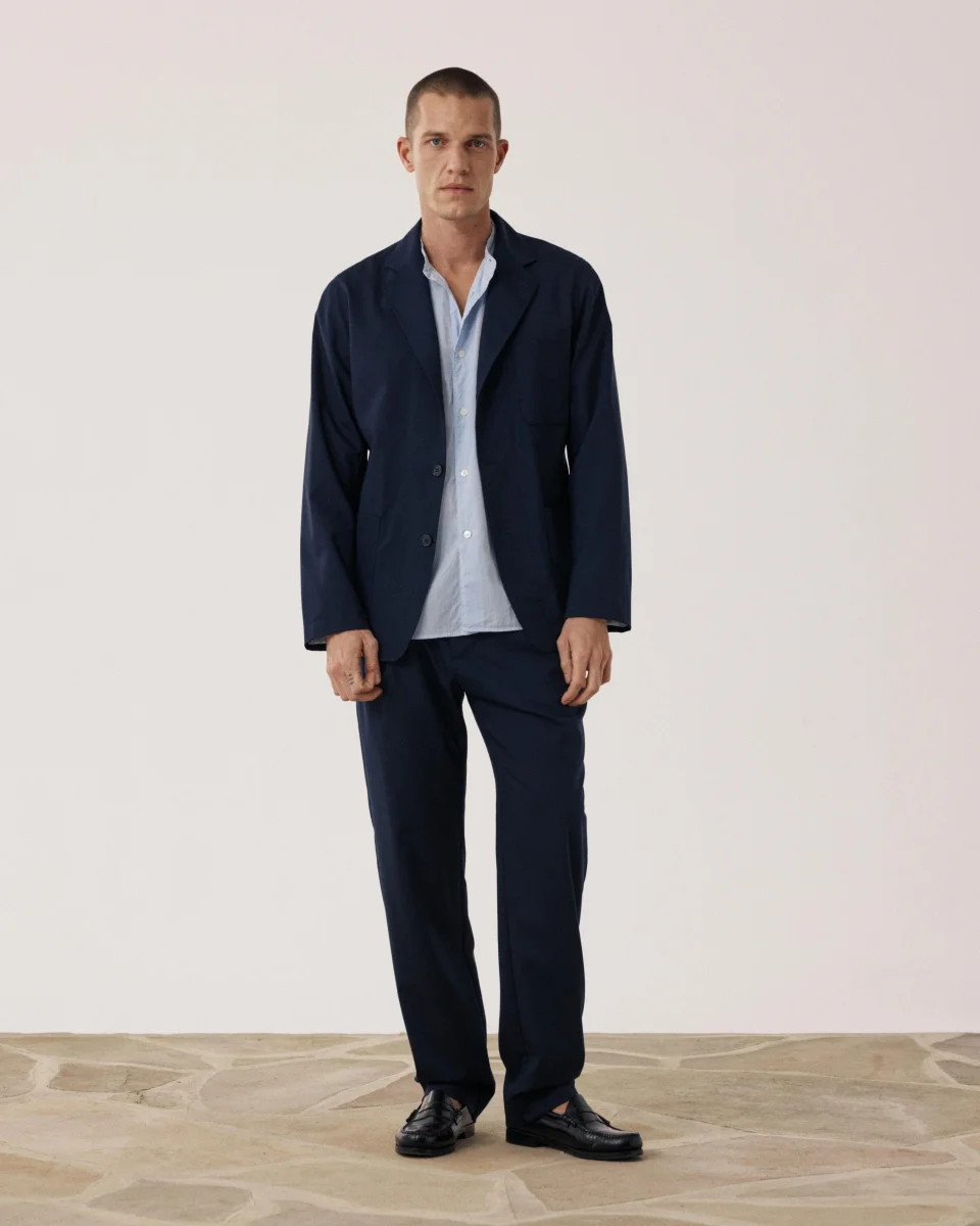 Veste Homme en Laine & Coton Bleu Marine Jonbee – Image 3