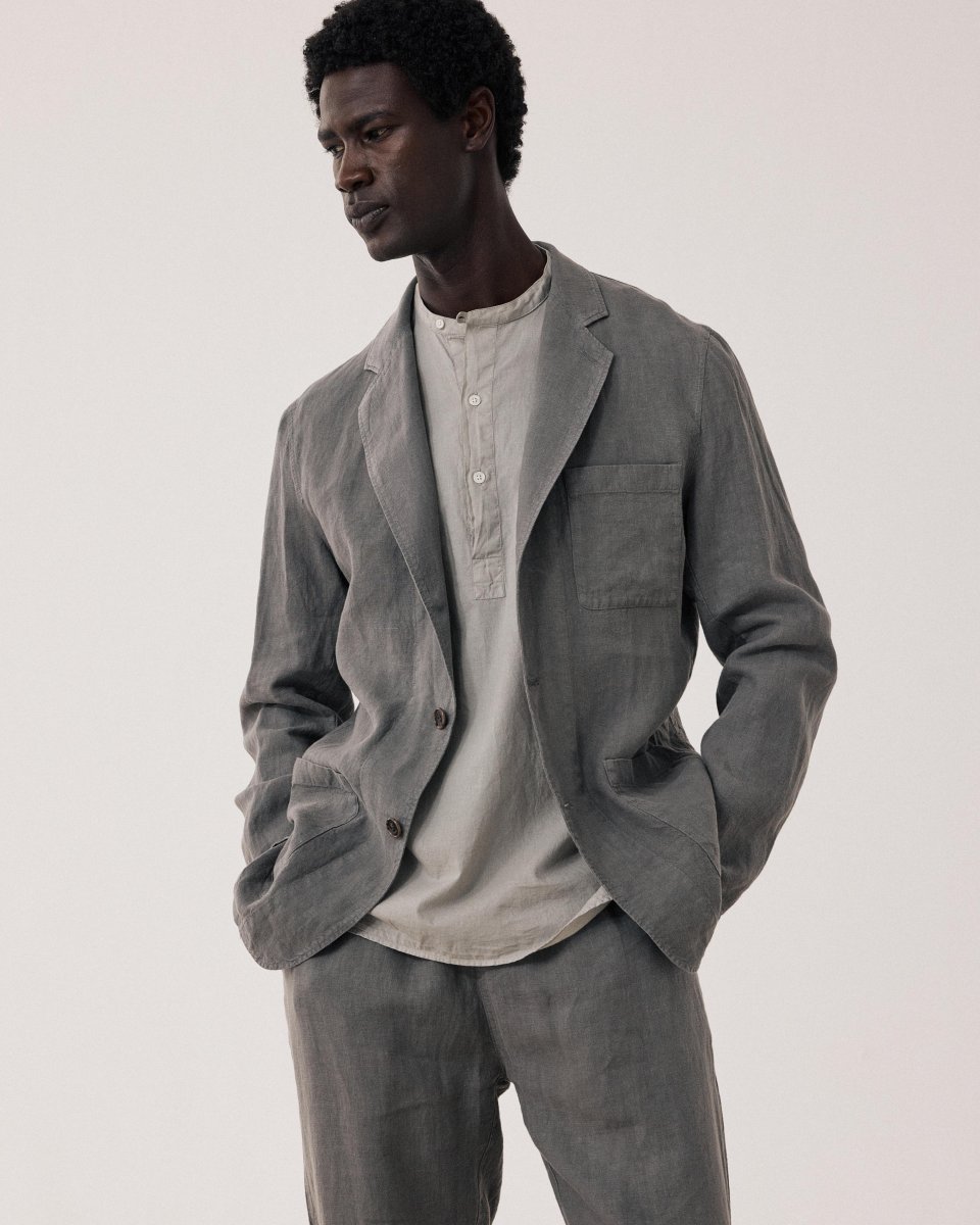 Veste Homme en Lin Vert Militaire Jobby – Image 2