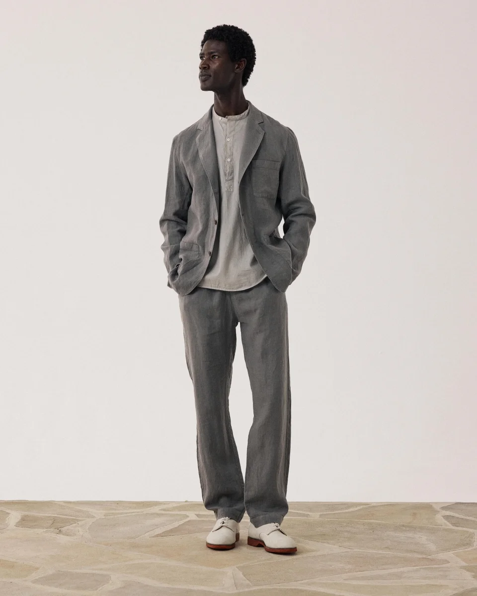 Veste Homme en Lin Vert Militaire Jobby – Image 3