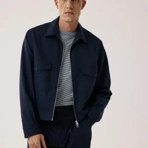 Blouson Homme en Laine & Coton Bleu Marine Dickson
