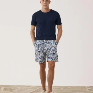 Short Homme en Coton Imprimé Tropical Bleu Joggy