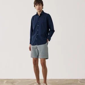 Short Homme en Coton Rayé Bleu Indigo Joggy