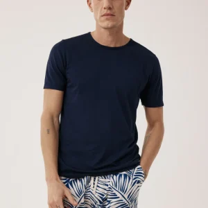 T-shirt Homme en Jersey de Coton Léger Bleu Nuit Light Crew