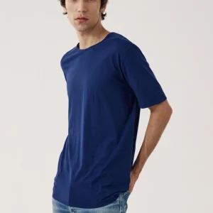 T-shirt Homme en Jersey de Coton Léger Bleu Indigo Light Crew