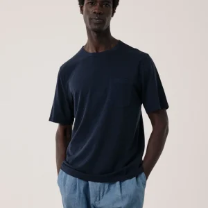 T-shirt Homme en Jersey de Lyocell & Coton Bleu Nuit