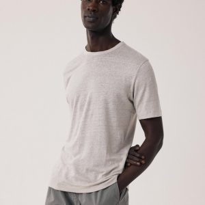 T-shirt Homme en Lin Beige Linen Crew Ss