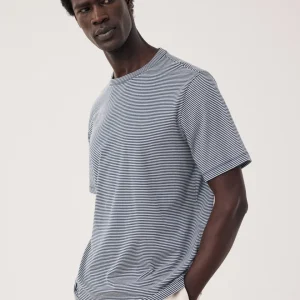 T-shirt Homme en Jersey Rayé Marine & Blanc