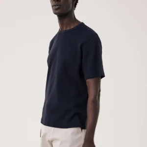 T-shirt Homme en jersey de coton Gaufré Bleu Nuit