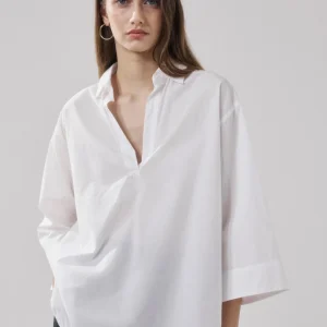 Blouse Femme en Popeline Blanc Cola