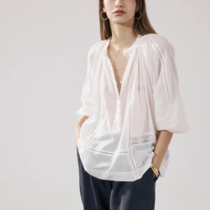 Blouse Femme en Voile De Coton Ecru Cora