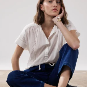 Blouse Femme en Voile De Coton Ecru Cady