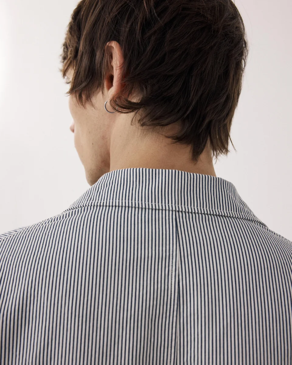 Veste Homme en Seersucker Bleu Marine & Ecru Julian – Image 6