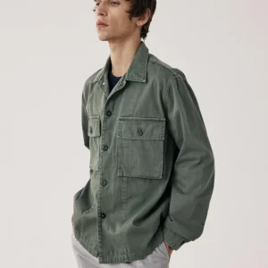 Veste Homme en Coton à Chevrons Vert Militaire Dar