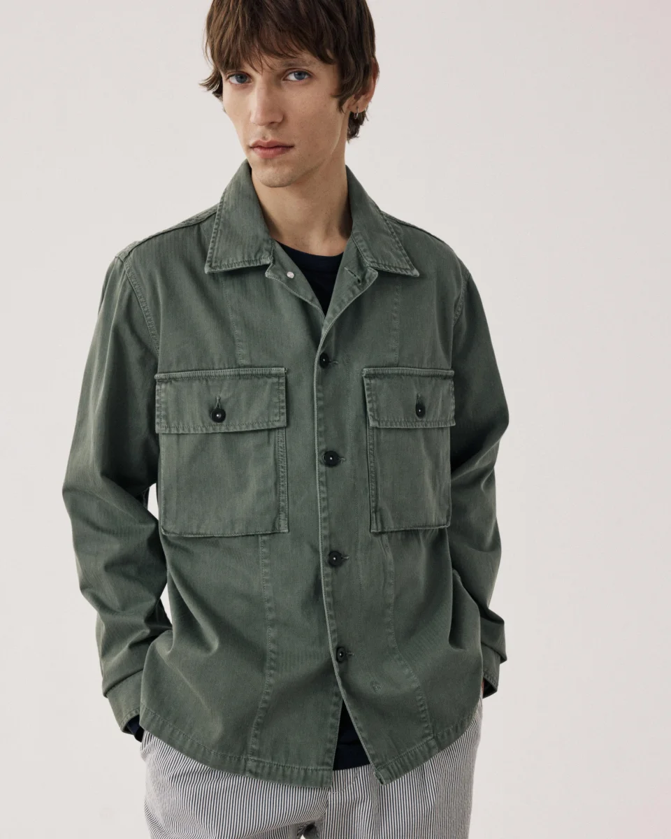 Veste Homme en Coton à Chevrons Vert Militaire Dar – Image 7