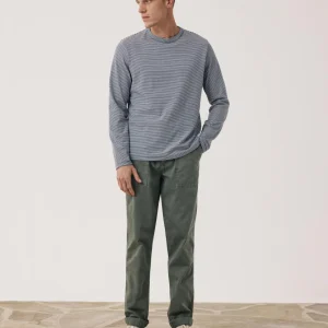 Pantalon Homme en Coton à Chevrons Vert Militaire Fatigue