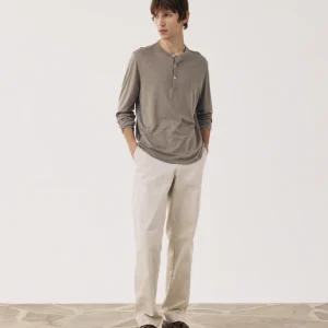 Pantalon Homme en Coton à Chevrons Beige Taos