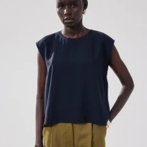 Top Femme en Crepe Bleu Nuit Howi