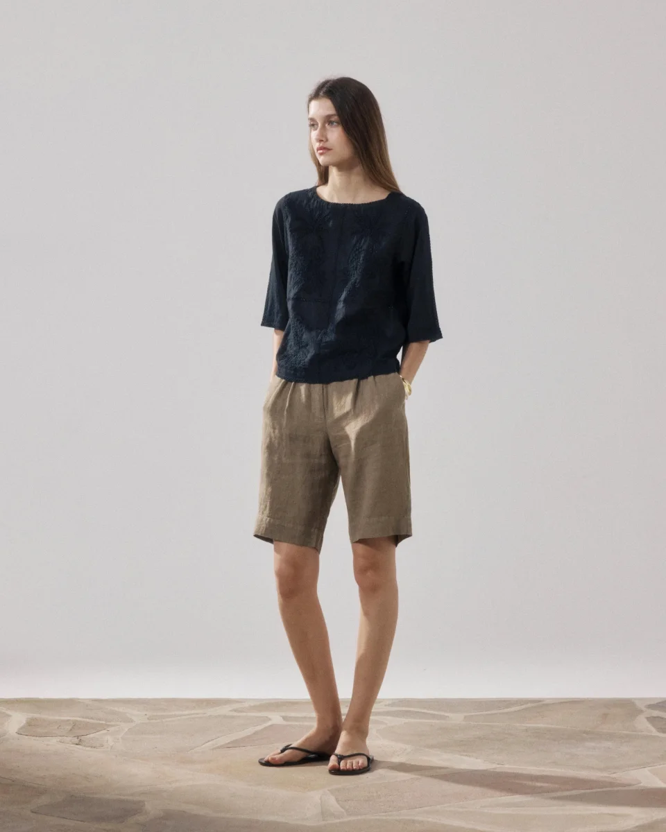 Top Femme en Voile De Coton Noir Helmer – Image 3