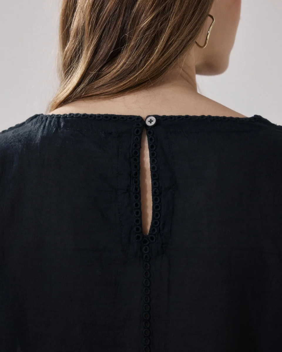 Top Femme en Voile De Coton Noir Helmer – Image 6