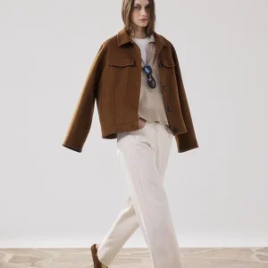 Pantalon Femme en Lyocell & Coton Beige Pad