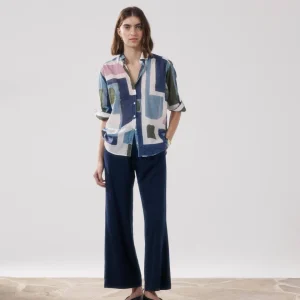 Pantalon Femme en Lyocell & Coton Bleu Nuit Palerme