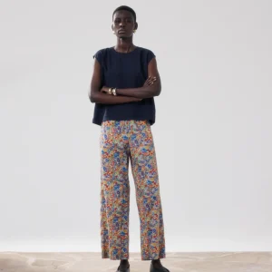 Pantalon Femme en Coton Imprimé Liberty Multicouleur Palerme