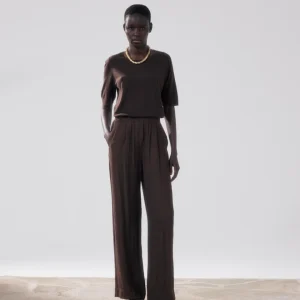 Pantalon Femme en Coton Marron Paysage