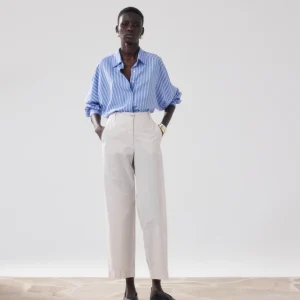 Pantalon Femme en Popeline Beige Perf