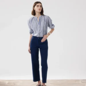 Pantalon Femme en Popeline Bleu Nuit Perf