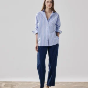 Pantalon Femme en Popeline Bleu Nuit Peyo