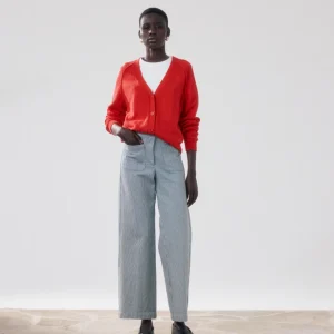 Pantalon Femme en Coton Blanc & Bleu Poli