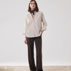 Pantalon Femme en Lyocell & Lin Marron Positanon