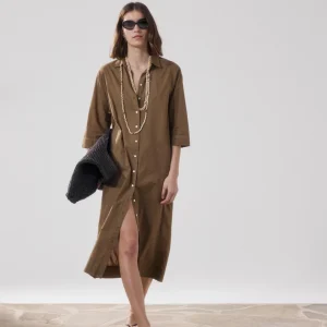 Robe Femme en Voile de Coton Bronze Reflexion