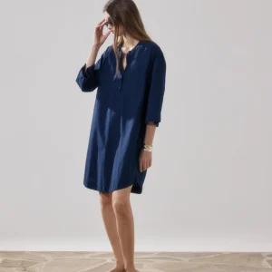 Robe Femme en Popeline Bleu Nuit Rister
