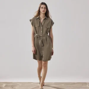Robe Femme en Lyocell & Coton Khaki Robina