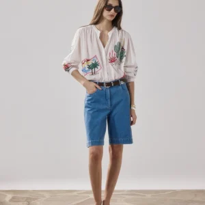 Short Femme en Coton Bleu Clair Sacha