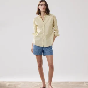 Short Femme en Chambray de Lin Bleu Denim Stefi