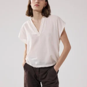 T-Shirt Femme en Coton Bi-Matière Ecru Tuggen