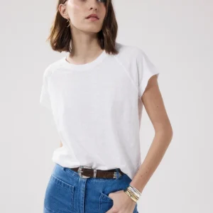 T-shirt Femme en Coton Flammé Blanc Teodal