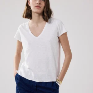 T-shirt Femme en Coton Flammé Blanc Tovony