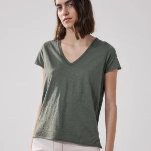 T-Shirt Femme en Coton Slub Vert Tovony