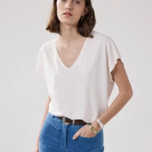 T-Shirt Femme en Lyocell & Coton Ecru Tokiyo