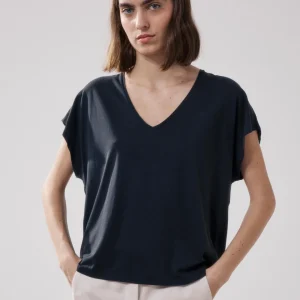 T-Shirt Femme en Lyocell & Coton Noir Tokiyo