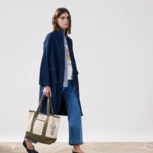 Manteau Femme en Gabardine De Coton Bleu Nuit Valor