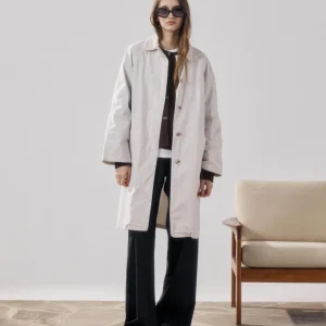 Manteau Femme en Gabardine De Coton Beige Vibe