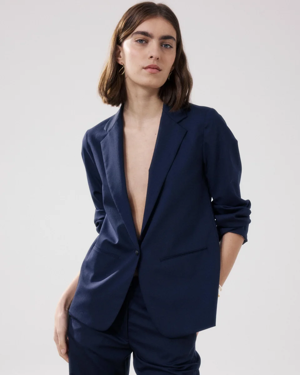 Veste Femme en Laine Bleu Marine Virna – Image 2