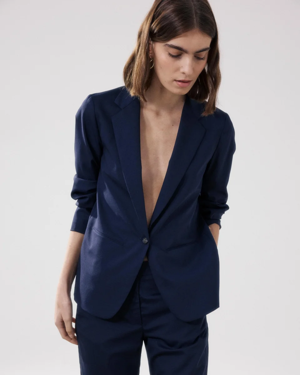 Veste Femme en Laine Bleu Marine Virna – Image 5