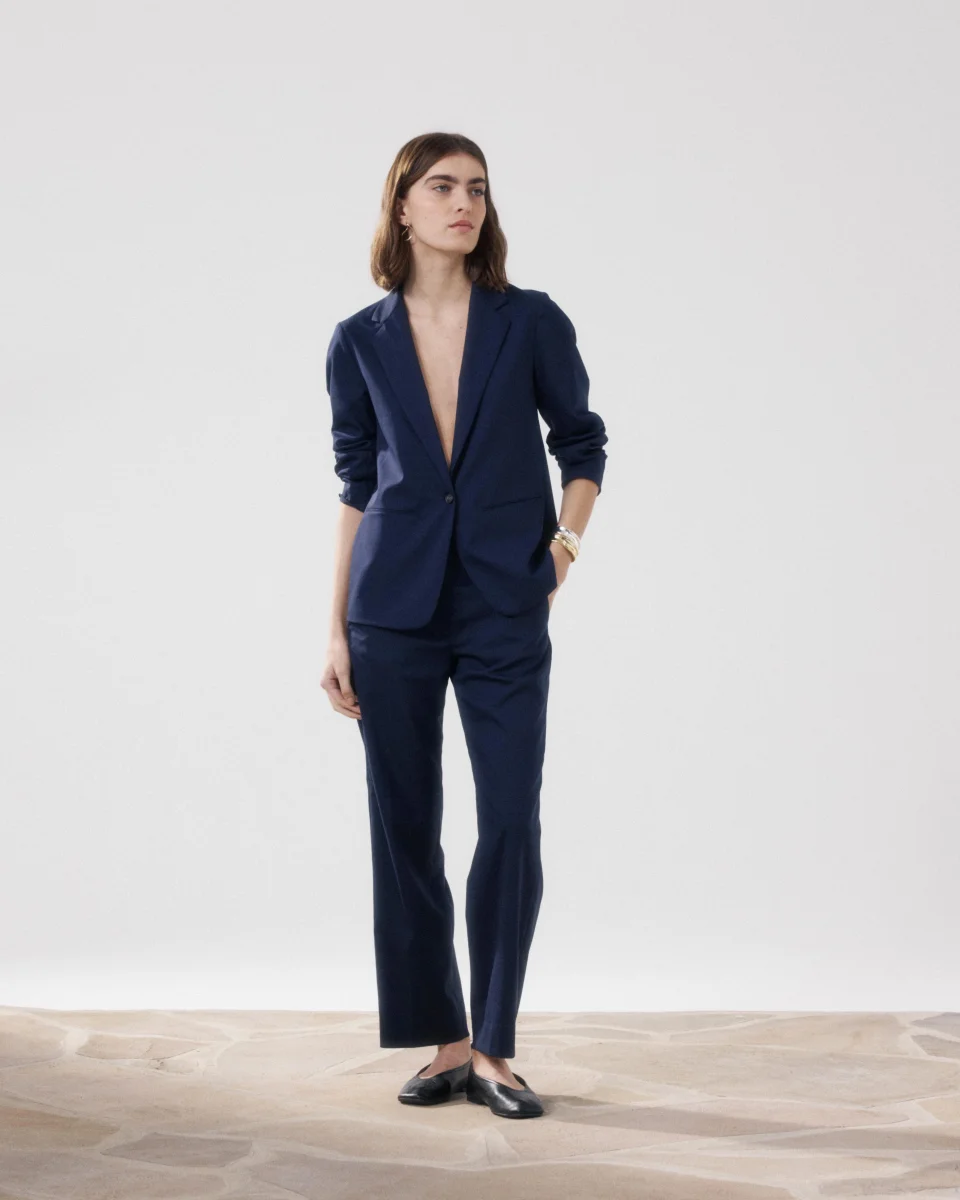 Veste Femme en Laine Bleu Marine Virna – Image 3