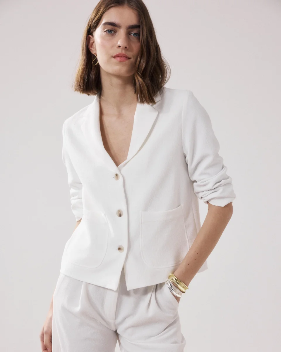 Veste Femme en Crepe Blanc Vizir – Image 2