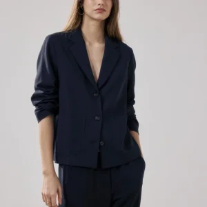 Veste Femme en Crepe Bleu Nuit Vizir